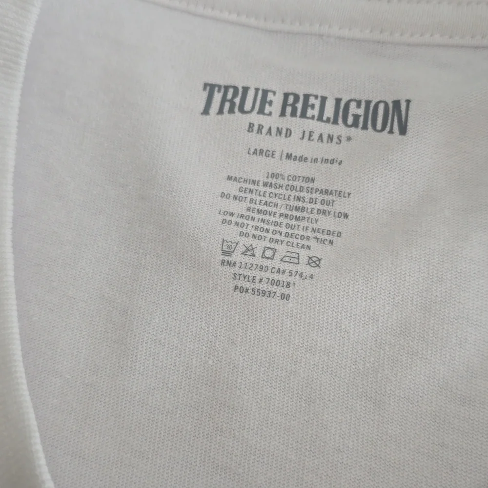 NWT True Religion Men's Emboidered Patch Logo Short Sleeve Tshirt White SZ Large